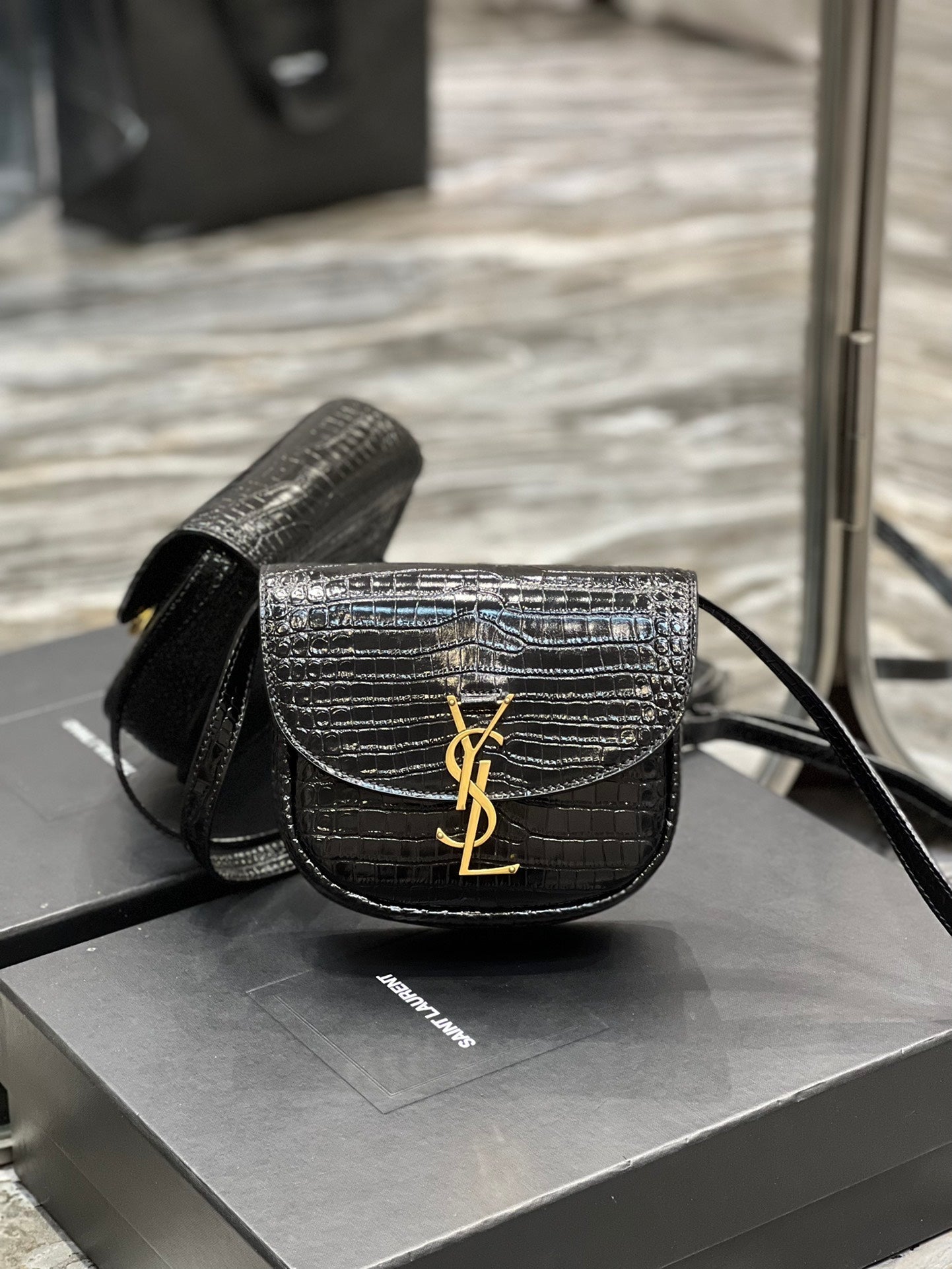 YSSL Kaia Small Satchel Black For Women, Women’s Bags 7in/18cm YSL‎ 619740DND0W1000