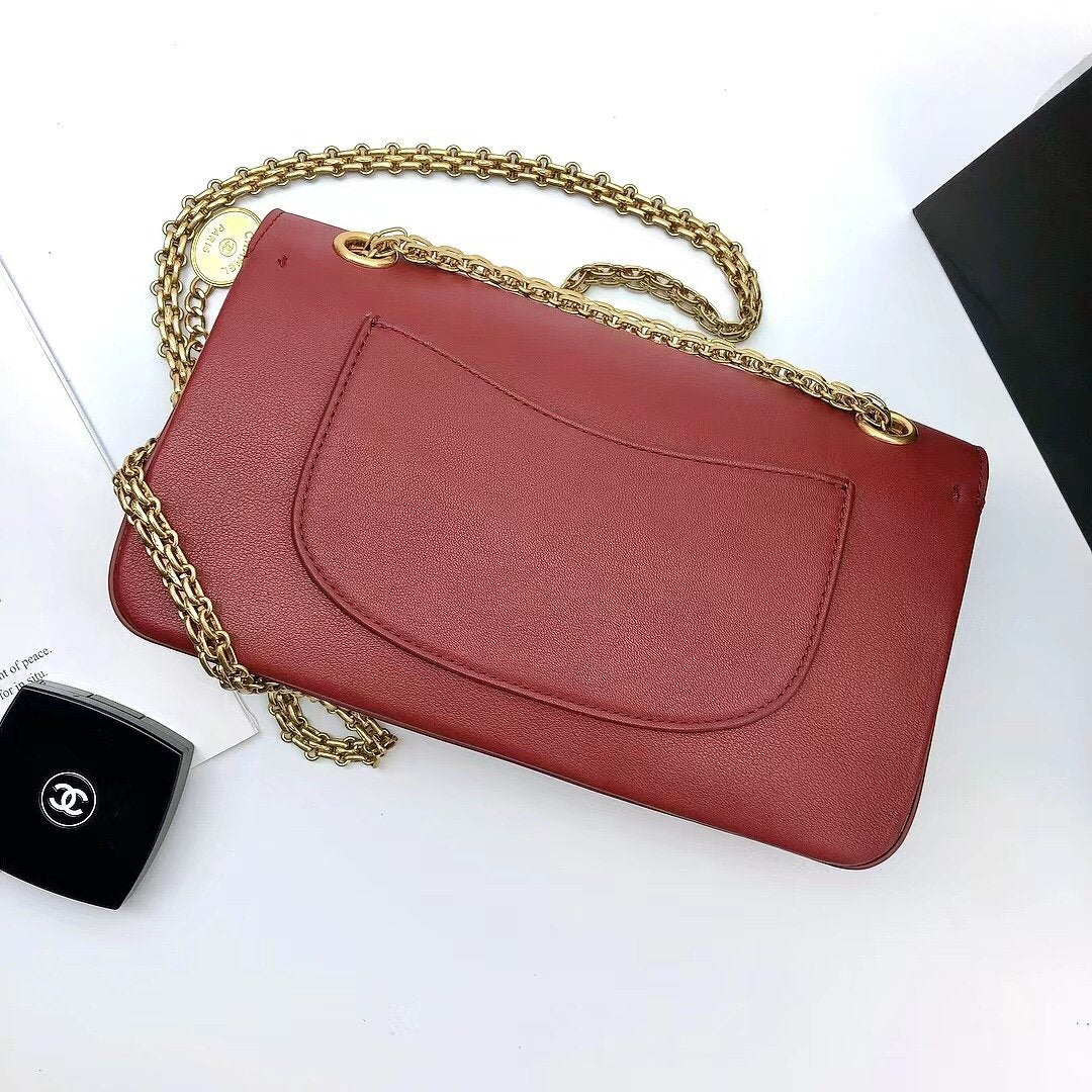 CHLMaroon Medallion Nude Reissue 2.55 Classic 225 Flap Red Bag For Women 24cm/9in
