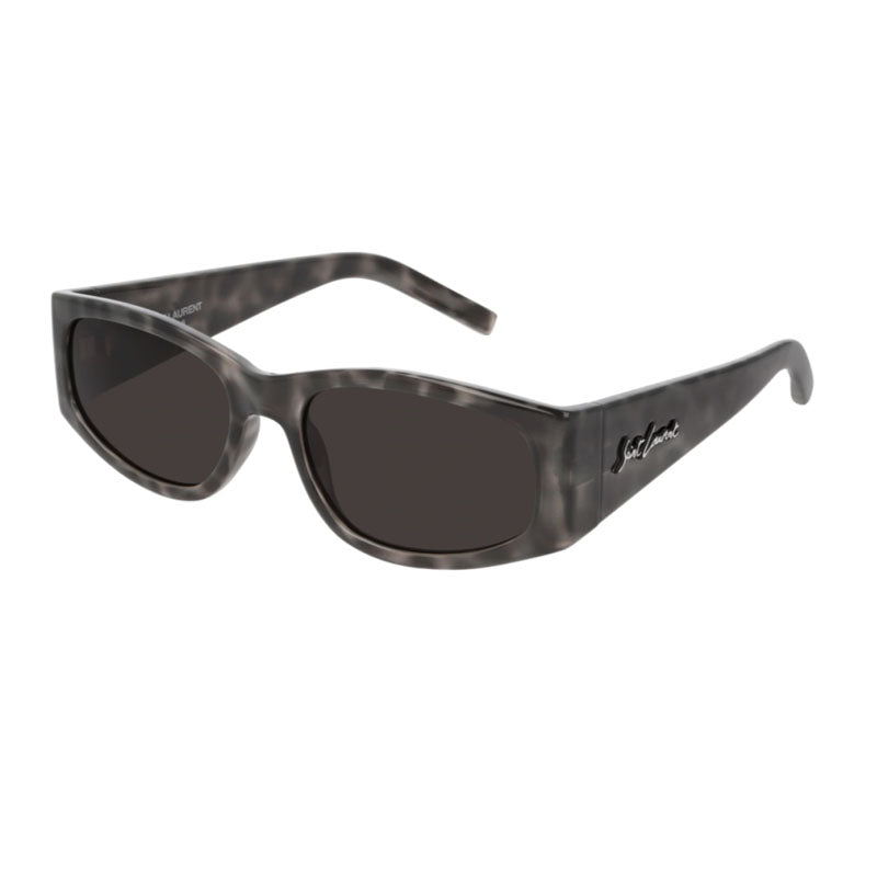 Saint Laurent Sunglasses Rectangle Full Rim, Grey Havana Frame and Black Lens SL329004