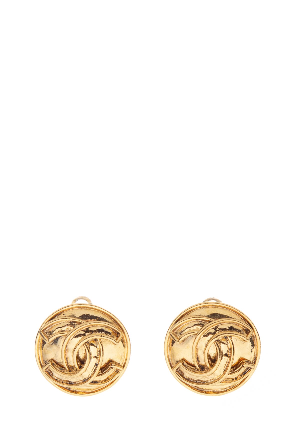 Chanel   1994 Spring Round CC Gold Clip-On Earrings