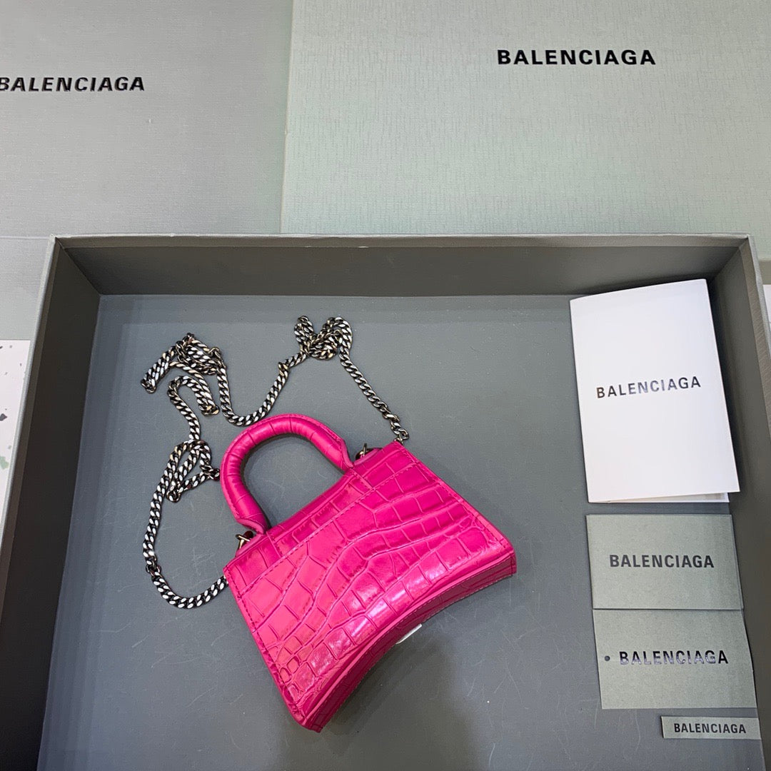 Top Quality Hourglass Mini Handbag With Chain In Dark Pink, For Women,  Bags 4.7in/12cm