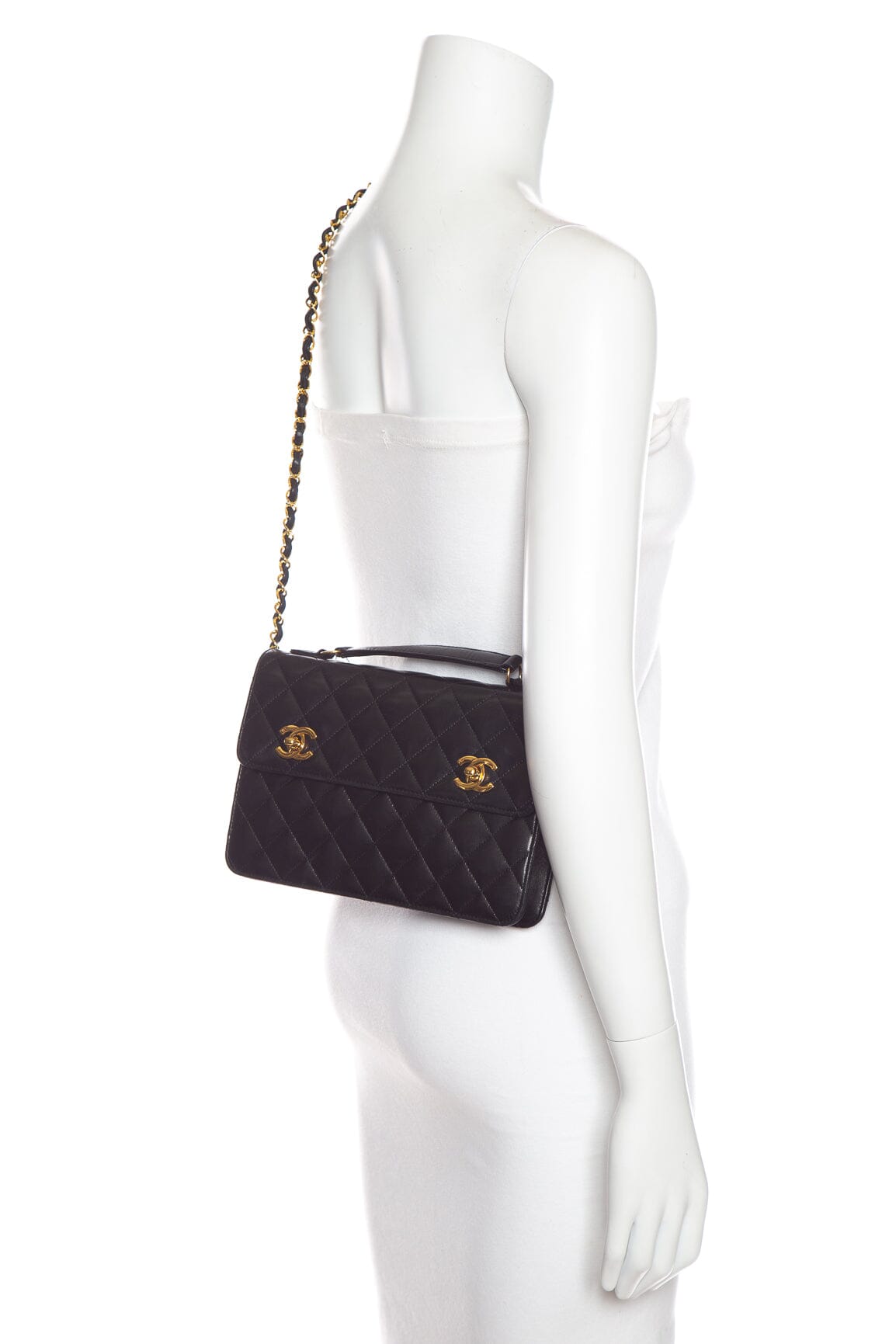 Chanel   Black Leather Small  Briefcase Bag