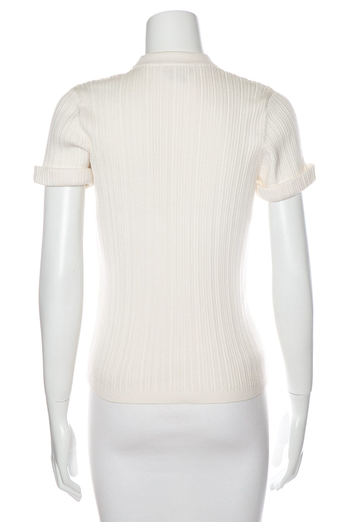 Chanel White "Chanel" Logo Short Sleeve Top SZ 40