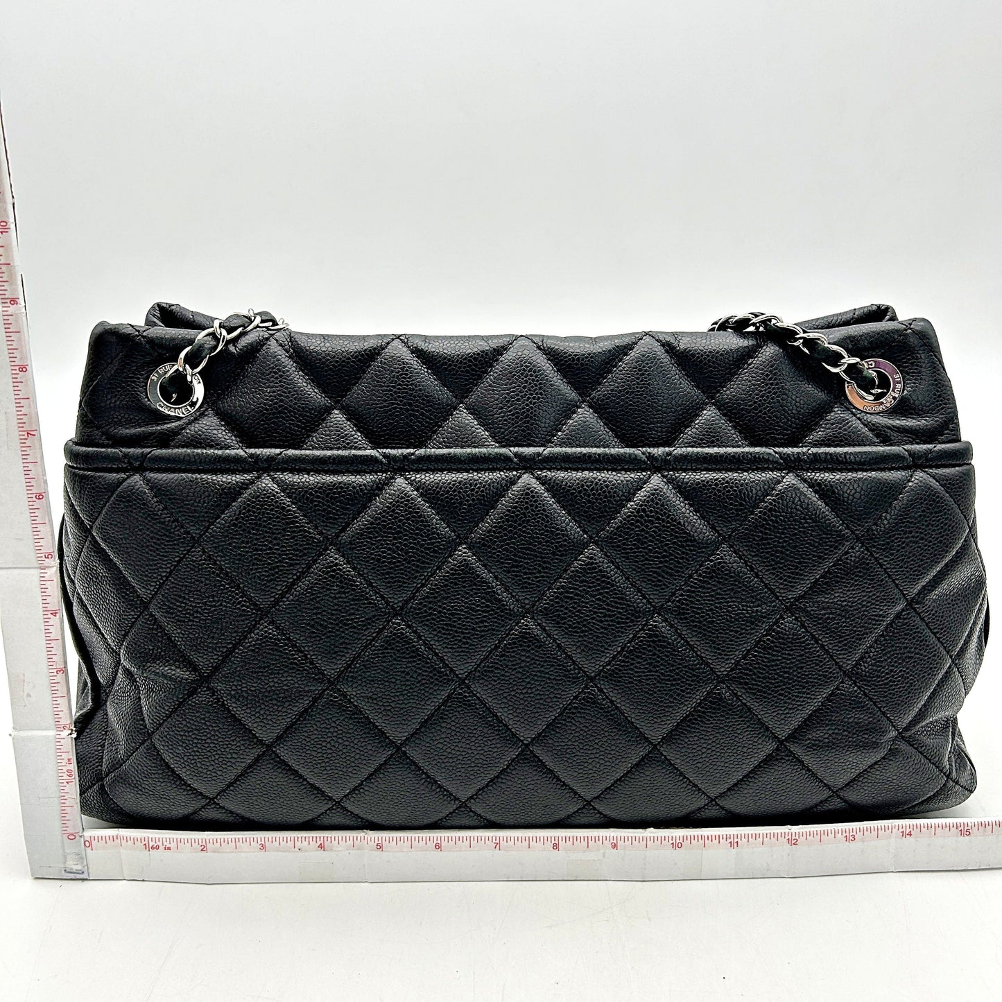 Chanel Black Calfskin Timeless Cc Chain Tote Handbag LA19862