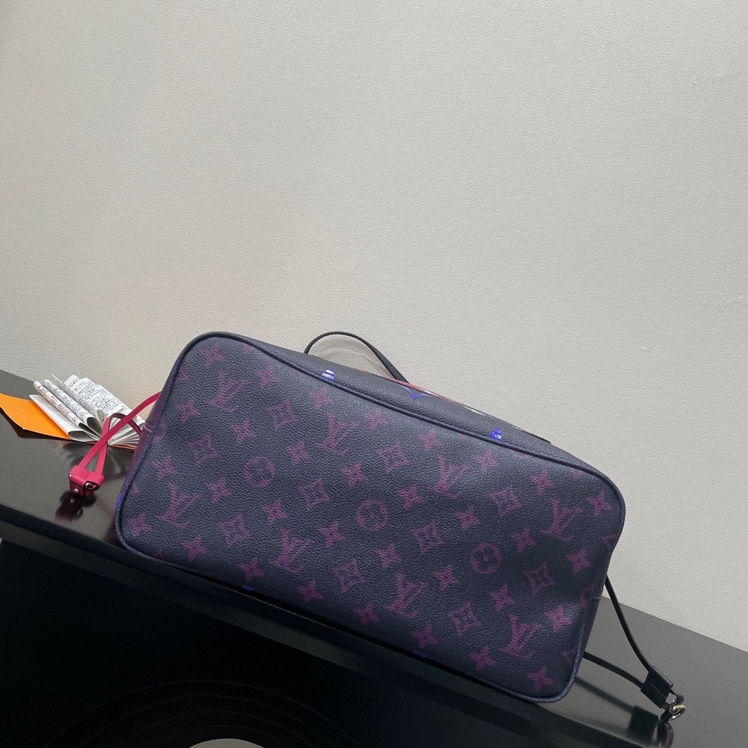 Top Quality Neverfull MM Tote Bag Monogram Canvas Midnight Fuchsia For Women,  Shoulder Bags 12.2in/31cm Top Quality M20511