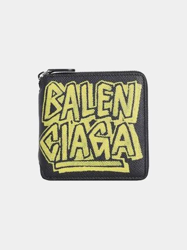 Luxury Balenciaga Trending 2025 Paris Gravity Logo Leather Zipper Half Wallet Black