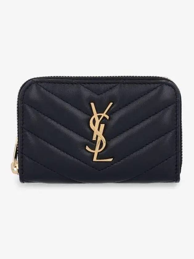 Luxury Saint Laurent Trending 2025 Cassandra Leather Card Wallet Black