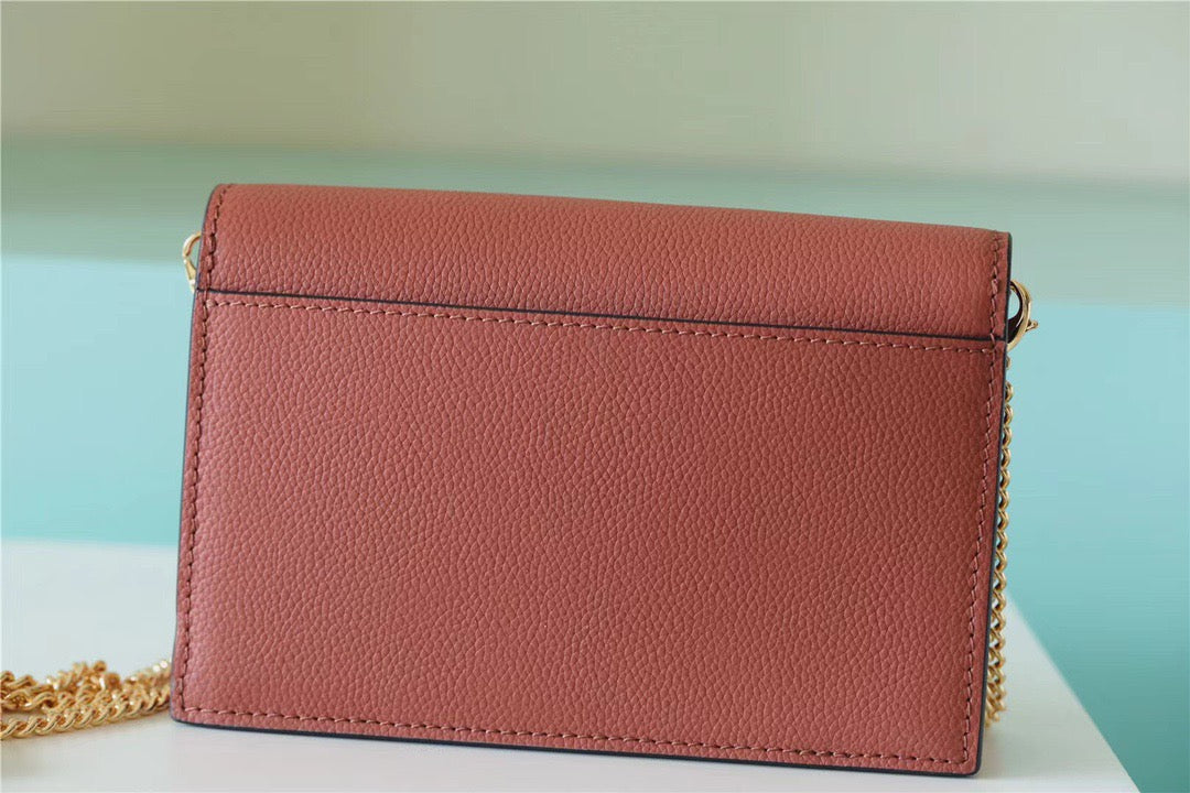 Top Quality Mylockme Chain Pochette Brown / Quartz White For Women,  Shoulder and Crossbody Bags 7.5in/19cm Top Quality 