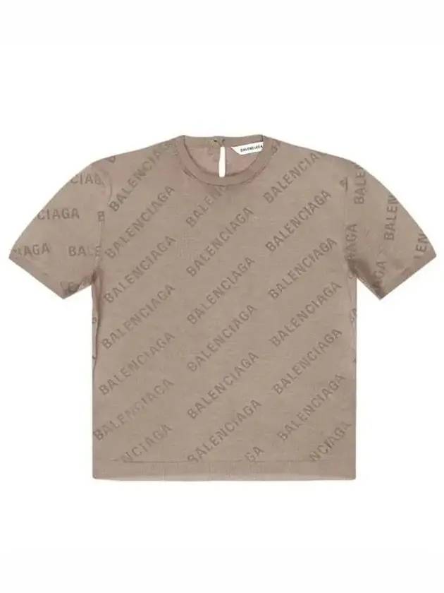 Luxury Balenciaga Trending 2025 Cotton Diagonal Logo Short Sleeve T-Shirt Brown