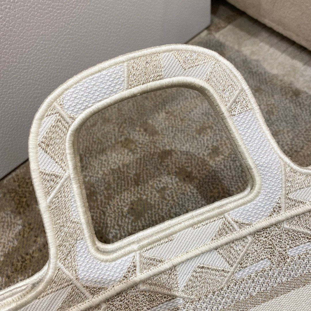 Top Quality Mini Book Tote Embroidery Stars Gold Bag, Beige, For Women Womens Handbags, 22.5cm CD