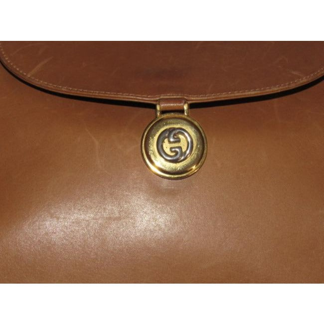 Gucci   Camel Leather With Gold Gg Accents Shoulder Bag