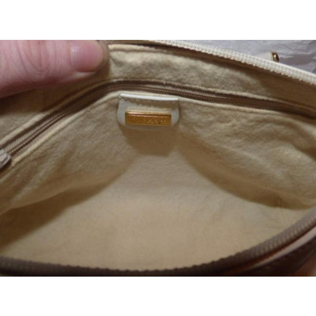 Gucci   White Small G Logo Print Leather Coated Canvas Satchel