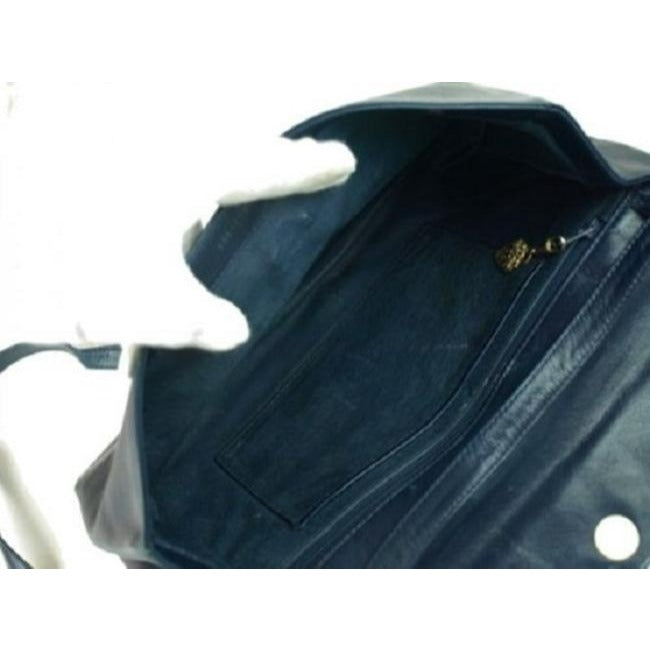 Gucci   Navy Blue Leather With Grayish Lavender Trim Shoulder Bag