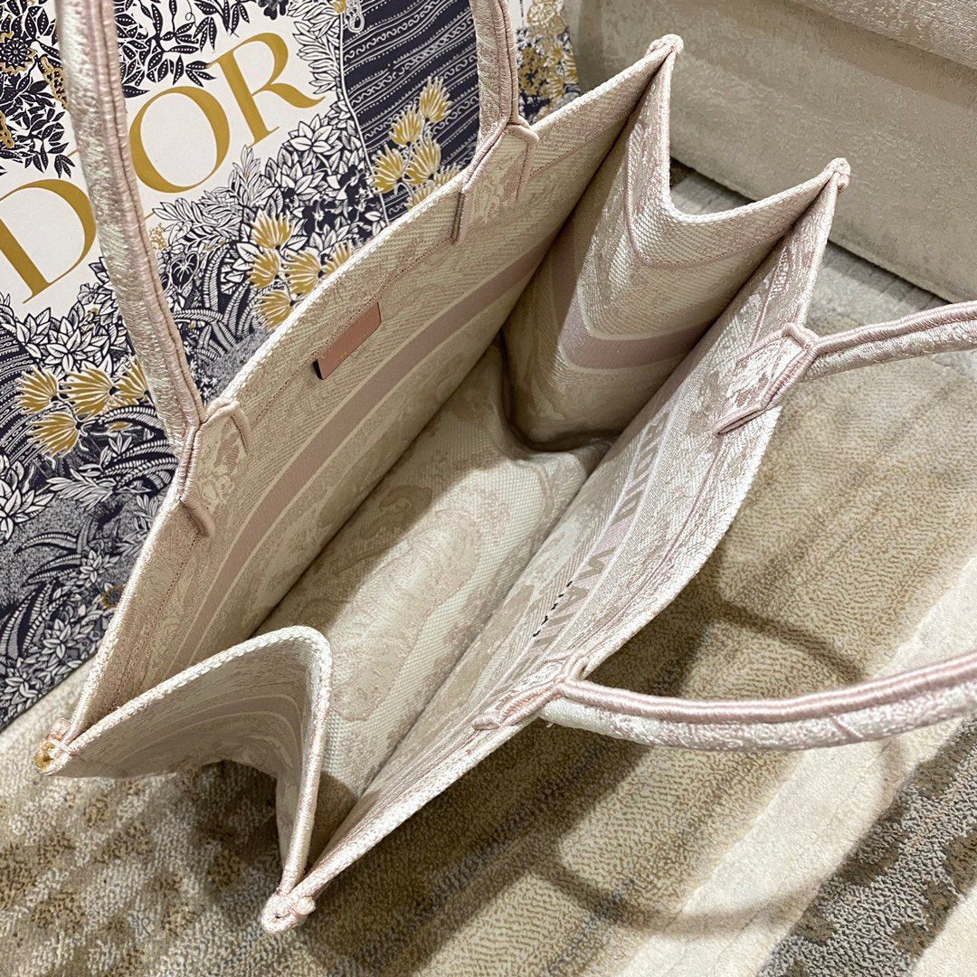 Top Quality MeTop Qualityum Book Tote Pink Toile de Jouy Reverse Embroidery, Light Pink, For Women Womens Handbags, 36cm CD