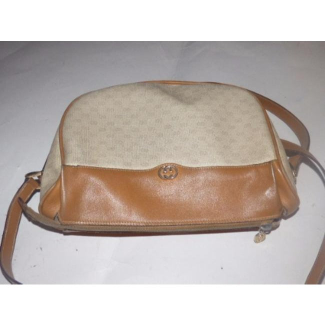 Gucci   Camel Small G Logo Print On Ivory Coated Canvas And Camel Leather
