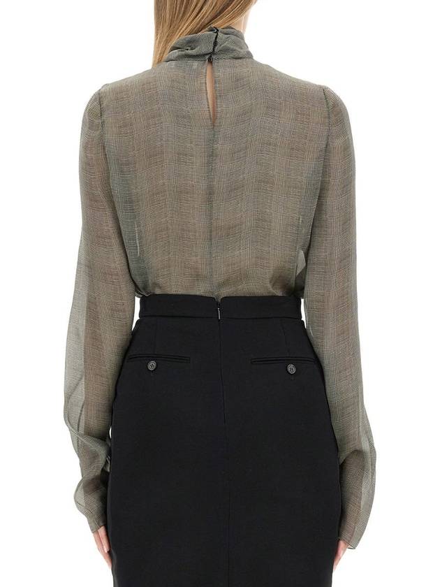 Luxury Saint Laurent Trending 2025 Tartan Silk Turtleneck Blo  Grey
