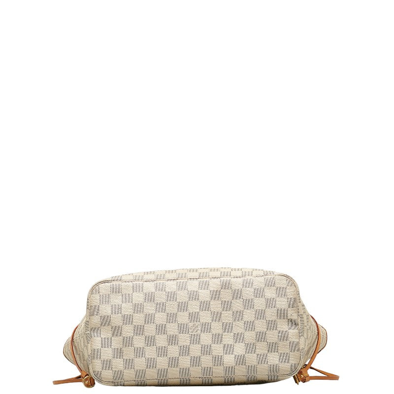 Louis Vuitton Damier Azur Neverfull MM Azur Tote Bag N41361 White PVC Leather  Louis Vuitton