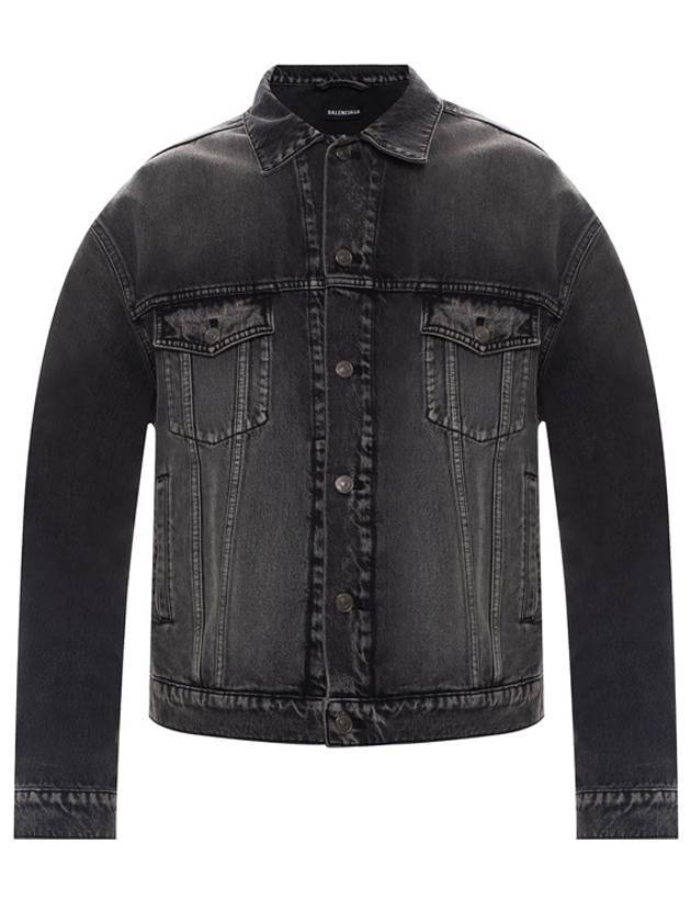 Luxury Balenciaga Trending 2025 Notre Dame Print Denim Jacket Black