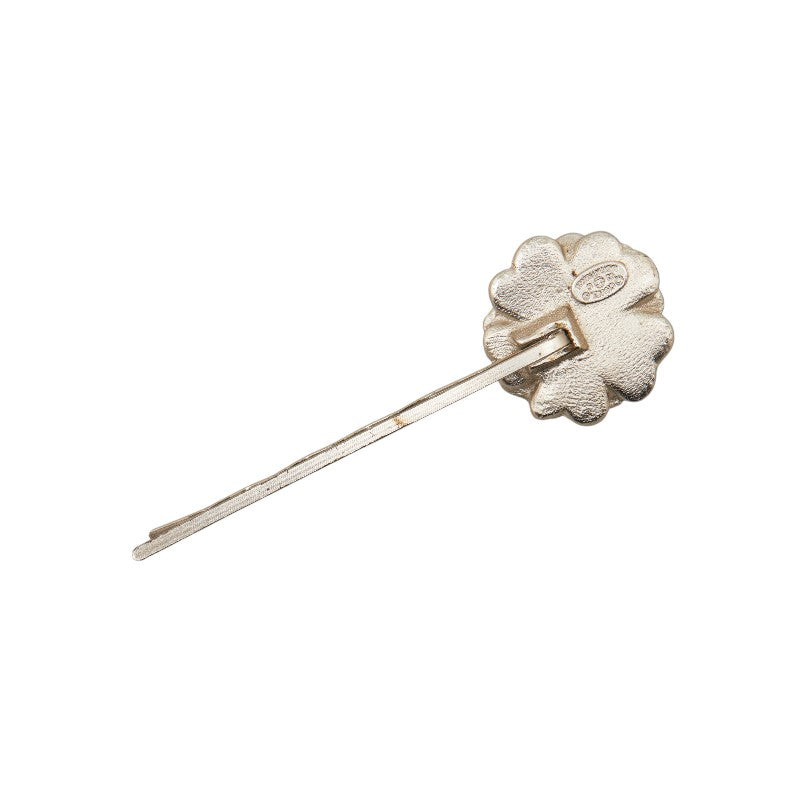 Chanel Cocomark Flowers Hairpin Silver Pink Metal Lady Chanel