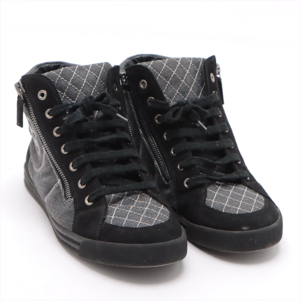 Chanel Coco sweat x canvas high-cut sneaker 39 ladies black x white G30617 mattress double jeep stick  happy market shop
