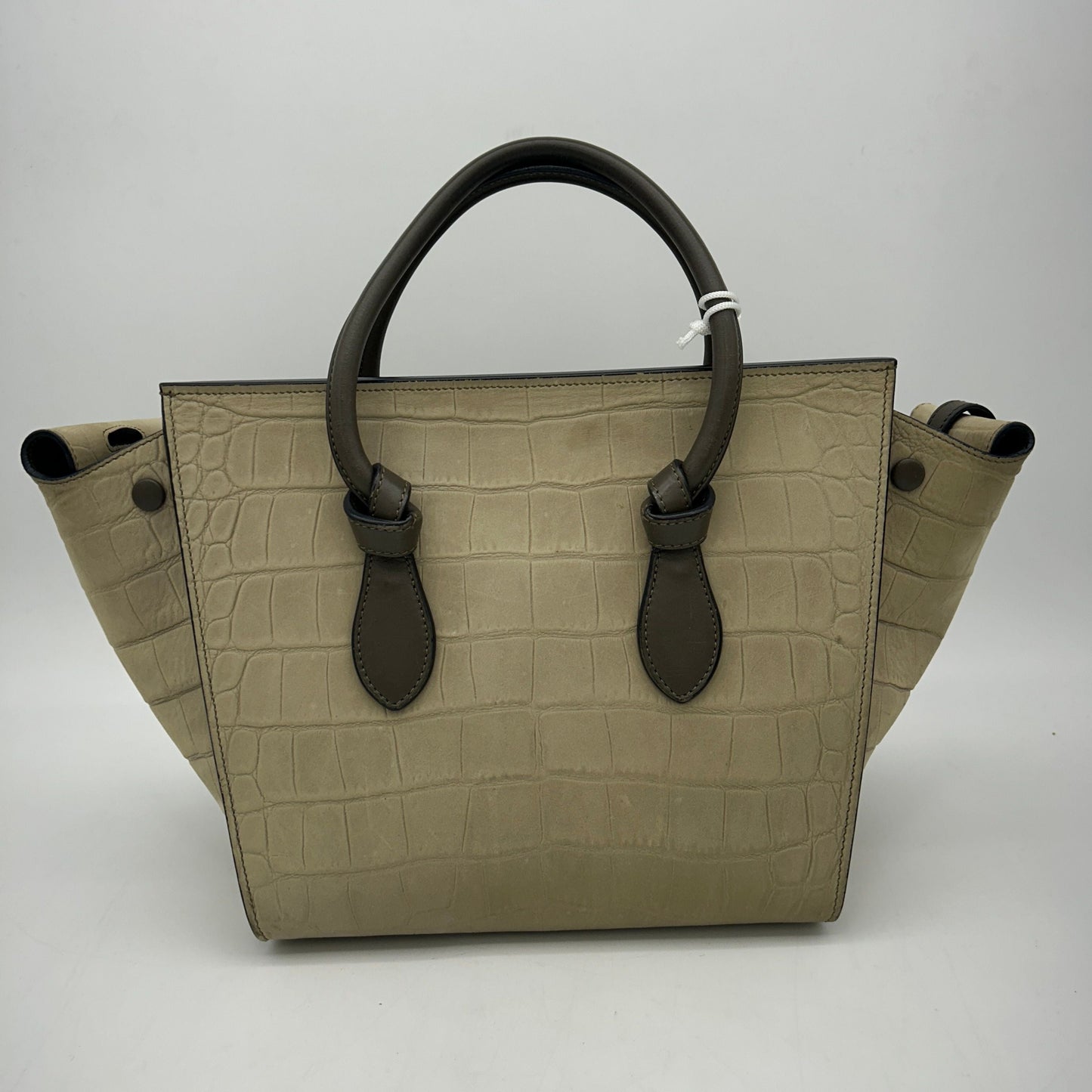 Luxury CELINE Crocodile Embossed Nubuck Calfskin Small Tie Knot Tote Grey LA10041