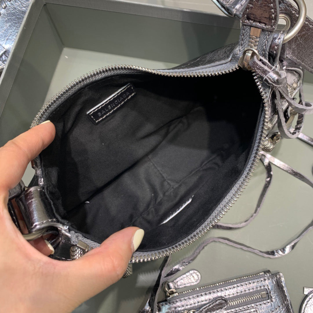 Top Quality Le Cagole XS Shoulder Bag In Sliver, For Women,  Bags 10.2in/26cm