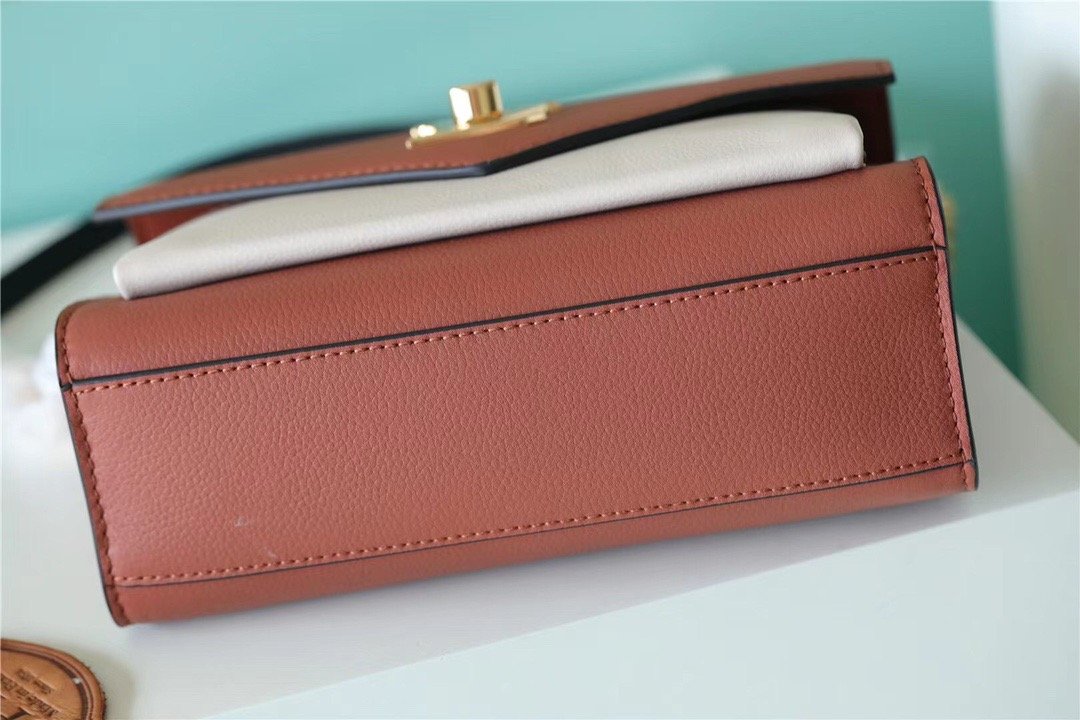 Top Quality Mylockme Chain Bag Brown/ Quartz White For Women,  Shoulder and Crossbody Bags 8.9in/22.5cm Top Quality