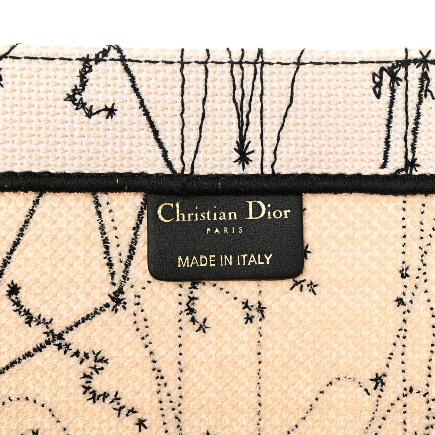 Christian Dior Canvas Embroidered Large Zodiac Book Tote Latte Multicolor