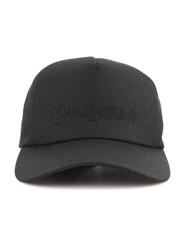 Luxury Saint Laurent Trending 2025 Embroidered Logo Gabardine Weave Cotton Ball Cap Black