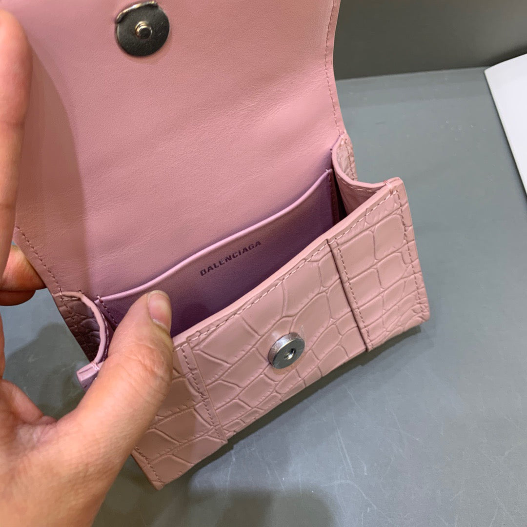Top Quality Hourglass Mini Handbag With Chain In Light Pink, For Women,  Bags 4.7in/12cm