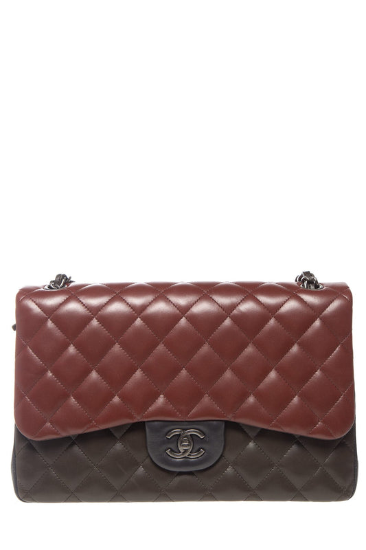 Chanel Bi-Color Quilted Lambskin Jumbo Double Flap Handbag