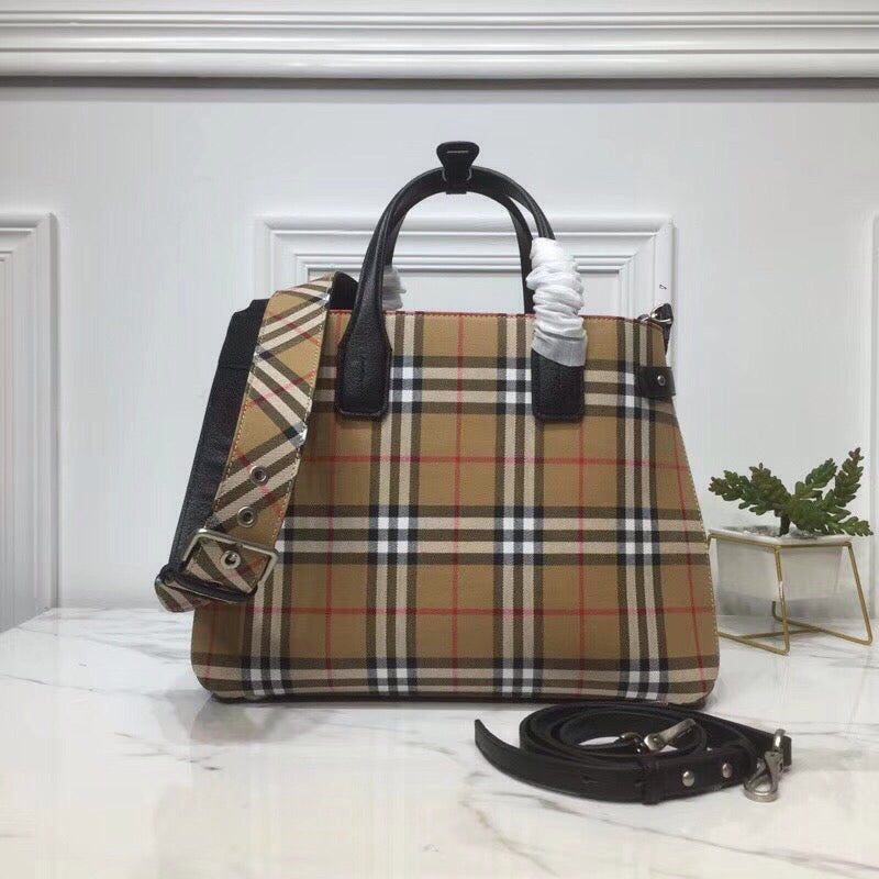 Top Quality Ho Check Derby Medium Banner Purse Tote Black For Women, Womenâs Bags 14in/35cm