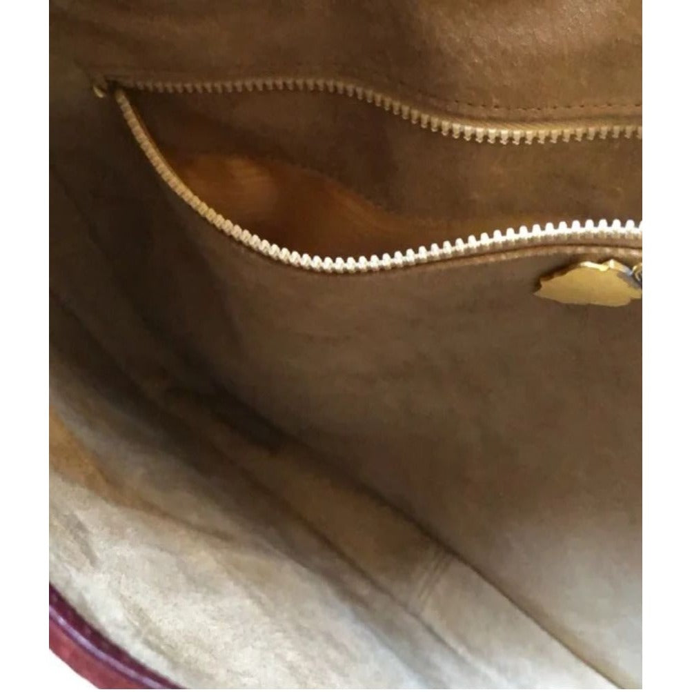 Rare,  , Gucci, burgundy leather & suede, unique, 1961 Jackie, hobo style shoulder bag with a two-tone piston closure & flap top