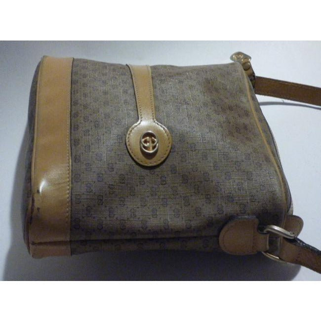 Gucci   Purses Shades Of Brown Leather Coated Canvas Crossbody Bag