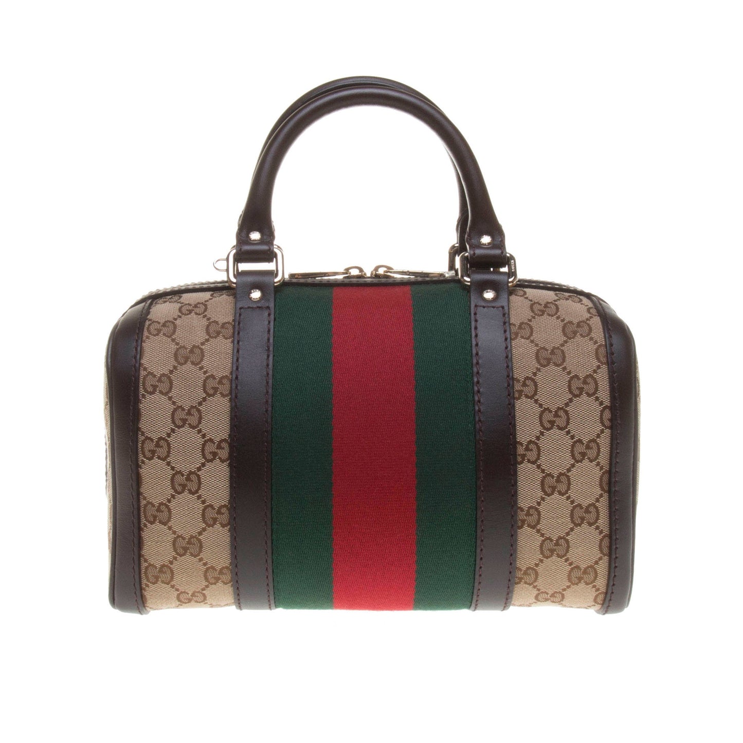 Gucci 269876 Beige/Ebony GG Fabric with Brown Leather Trim Handbag