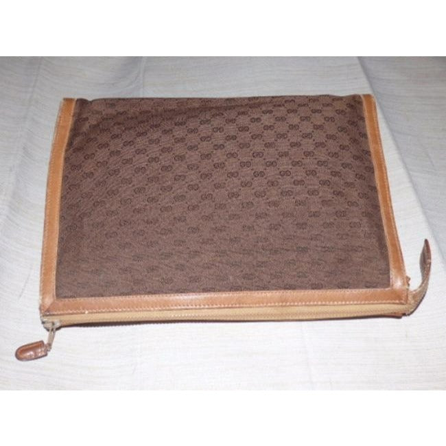 Gucci   Shades Of Brown Leather Canvas Clutch
