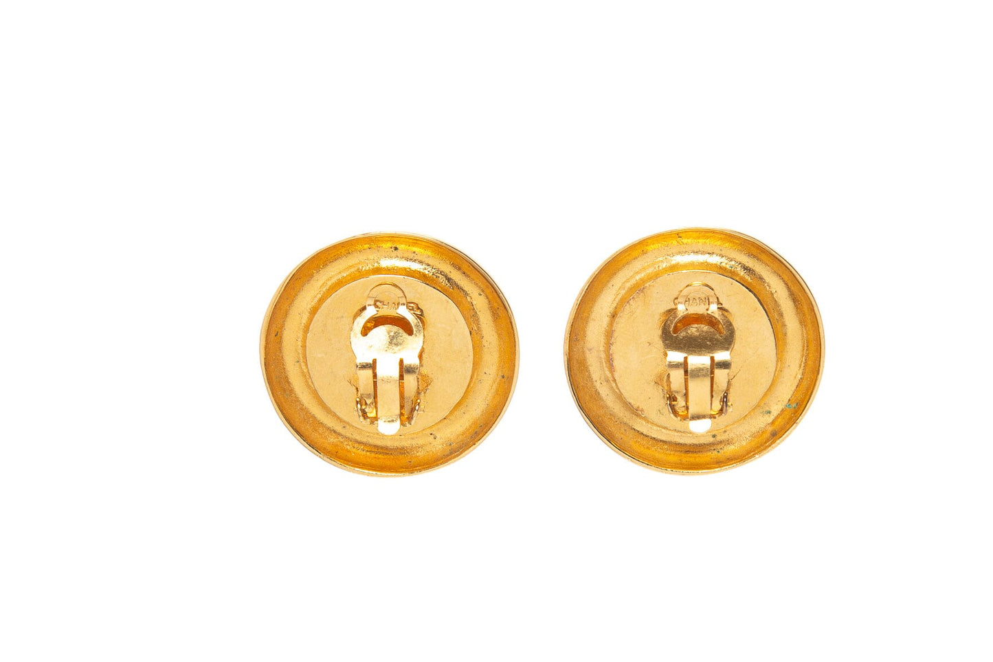 Chanel 31 Rue Cambon Gold Tone Metal Clip On Earrings