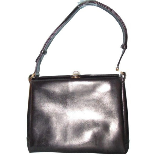 Gucci   Black Glossy Leather Shoulder Bag