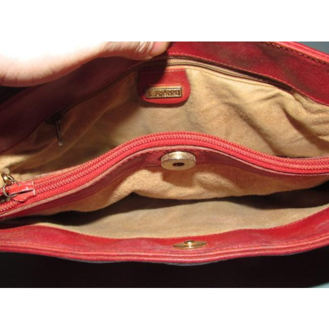 Gucci   Red Small G Logo Coated Canvas And Leather Satchel