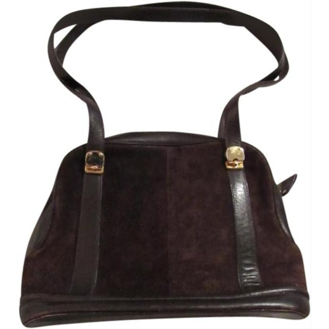 Gucci   Dark Brown Suede And Leather Satchel