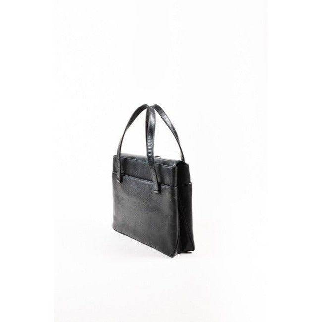 Gucci   Black Textured Coated Leather Patent Shoulder Bag