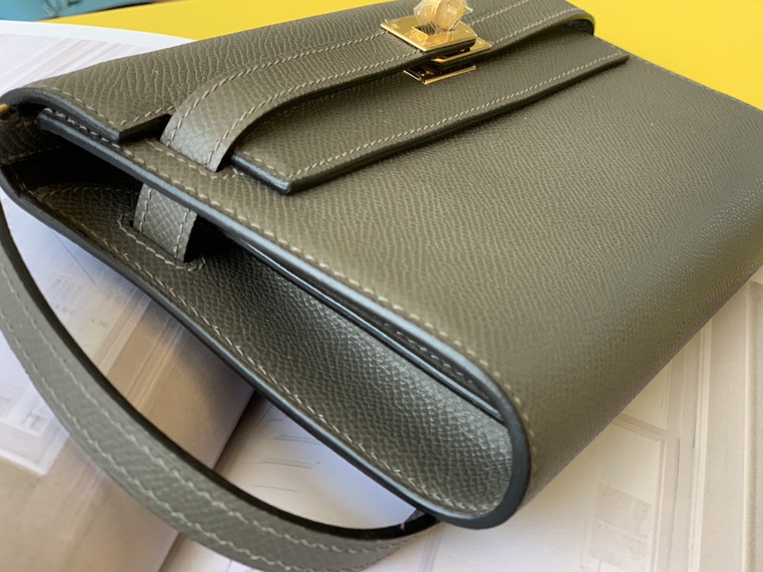 Top Quality Kelly Classique To Go Wallet  21cm/8.3in Gold Toned Hardware For Women Grey
