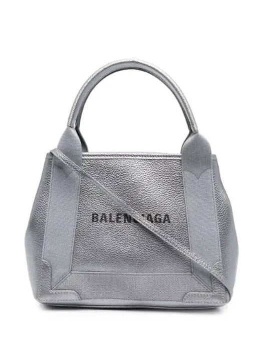 Luxury Balenciaga Trending 2025 Navy Cabas XS Leather Tote Bag Grey