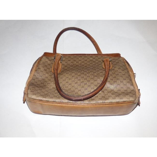 Gucci   Gg Brown Small G Logo Print Coated Canvas And Brown Leather