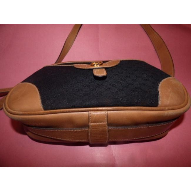 Gucci   unique, RARE, camel leather & black micro Guccissima print canvas, top zip, 'camera bag' style, cross body