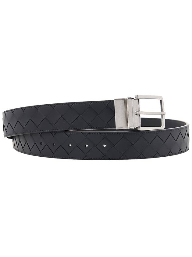 Luxury Bottega Veneta Men's Intrecciato Leather Belt Black