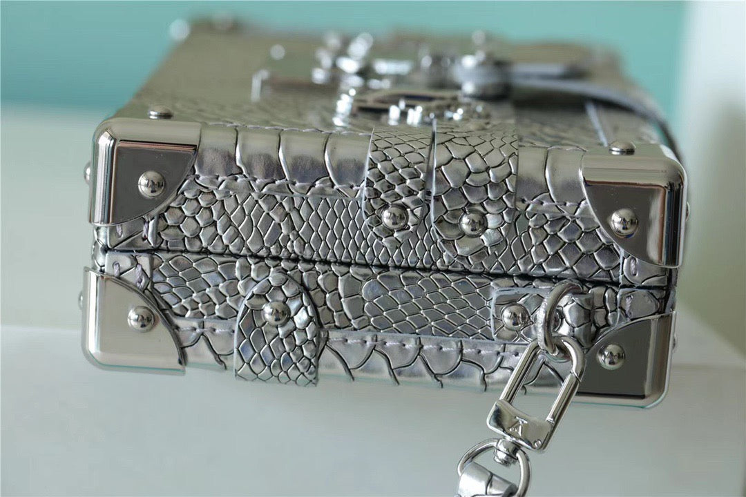 Top Quality Petite Malle High Shiny Alligator SiTop Qualityer For Women,  Shoulder And Crossbody Bags 7.9in/20cm Top Quality 