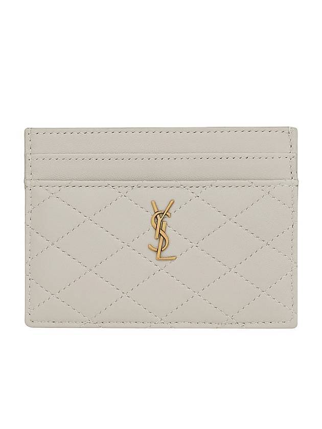 Luxury Saint Laurent Trending 2025 Monogram Gabi Gold Hardware Logo Quilting Card Wallet   White