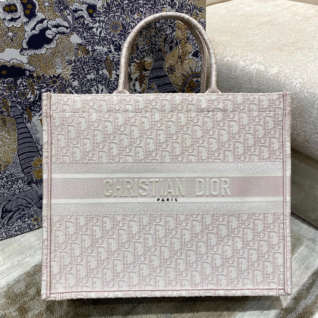 Top Quality Large Book Tote Rose Des Vents Oblique Embroidery, Pink, For Women Womens Handbags, Shoulder Bags, 42cm CD