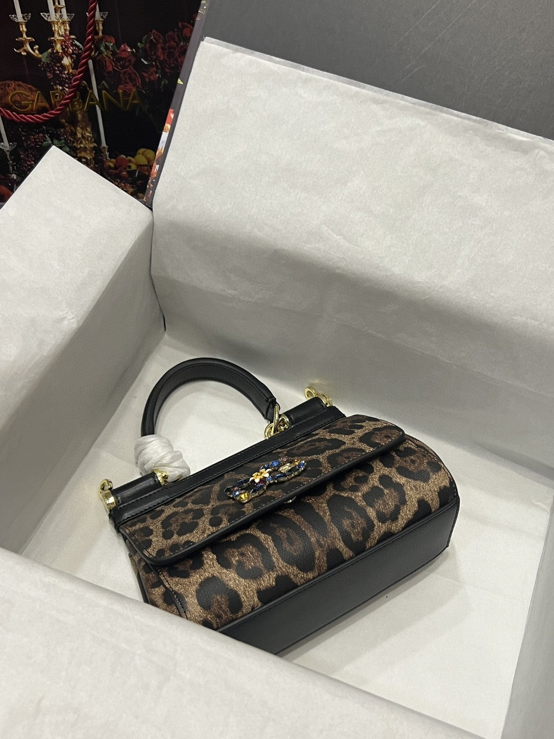 Top Quality Sicily Bag In Leopard-Print Pony Hair Multicolour For Women 7.9in/20cm Top Quality